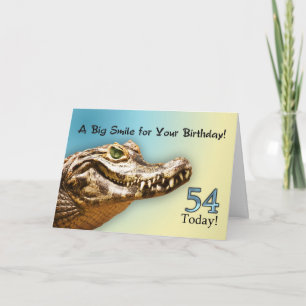 54th Birthday card with a smiling alligator