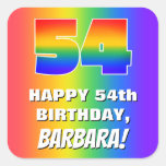 [ Thumbnail: 54th Birthday: Colorful, Fun Rainbow Pattern # 54 Sticker ]