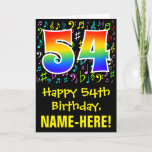 [ Thumbnail: 54th Birthday: Colorful Music Symbols + Rainbow 54 Card ]