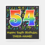 [ Thumbnail: 54th Birthday - Colorful Music Symbols, Rainbow 54 Napkins ]