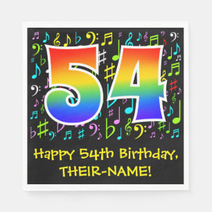 54th Birthday - Colorful Music Symbols, Rainbow 54 Napkins