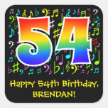 [ Thumbnail: 54th Birthday: Colorful Music Symbols, Rainbow 54 Sticker ]