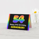 [ Thumbnail: 54th Birthday: Colorful Rainbow # 54, Custom Name Card ]