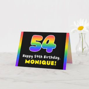 54th Birthday: Colorful Rainbow # 54, Custom Name Card