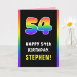 [ Thumbnail: 54th Birthday: Colorful Rainbow # 54, Custom Name Card ]