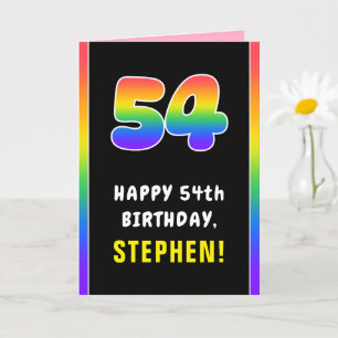 54th Birthday: Colorful Rainbow # 54, Custom Name Card