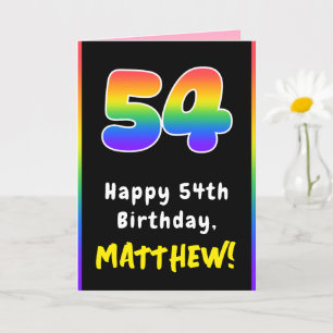 54th Birthday: Colorful Rainbow # 54, Custom Name Card
