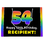 [ Thumbnail: 54th Birthday: Colorful Rainbow # 54, Custom Name Gift Bag ]