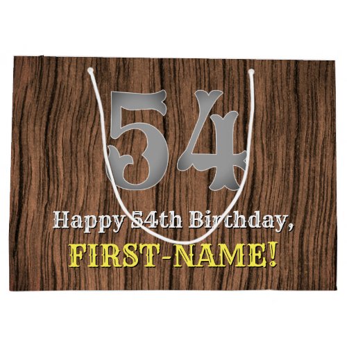 54th Birthday Country Western Inspired Look Name Large Gift Bag