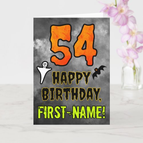 54th Birthday Eerie Halloween Theme  Custom Name Card
