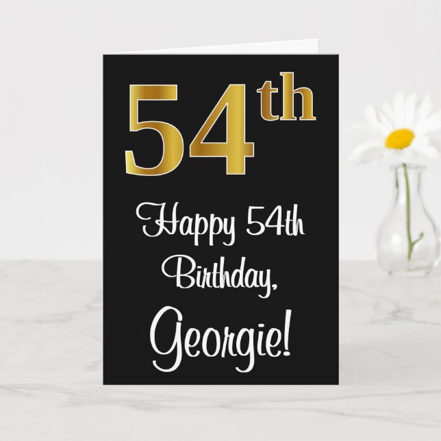 54th Birthday ~ Elegant Luxurious Faux Gold Look # Card (Small Plant)