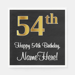 54th Birthday ~ Elegant Luxurious Faux Gold Look # Napkins