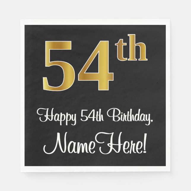 54th Birthday ~ Elegant Luxurious Faux Gold Look # Napkins (Front)