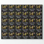 [ Thumbnail: 54th Birthday: Elegant Luxurious Faux Gold Look # Wrapping Paper ]