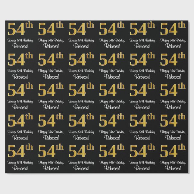 54th Birthday: Elegant Luxurious Faux Gold Look # Wrapping Paper (Flat)
