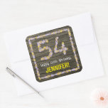 [ Thumbnail: 54th Birthday: Floral Number, Faux Wood Look, Name Sticker ]