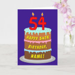 [ Thumbnail: 54th Birthday: Fun Cake and Candles + Custom Name Card ]