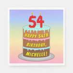 [ Thumbnail: 54th Birthday: Fun Cake and Candles + Custom Name Napkins ]