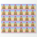 [ Thumbnail: 54th Birthday: Fun Cake and Candles + Custom Name Wrapping Paper ]