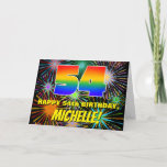 [ Thumbnail: 54th Birthday: Fun, Colorful Celebratory Fireworks Card ]