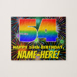 [ Thumbnail: 54th Birthday: Fun, Colorful Celebratory Fireworks Jigsaw Puzzle ]