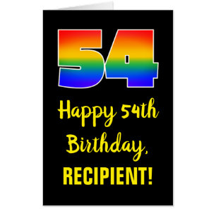 54th Birthday: Fun, Colorful, Happy, Rainbow # 54 Card