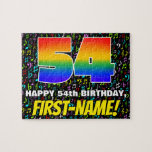 [ Thumbnail: 54th Birthday — Fun, Colorful Music Symbols & “54” Jigsaw Puzzle ]