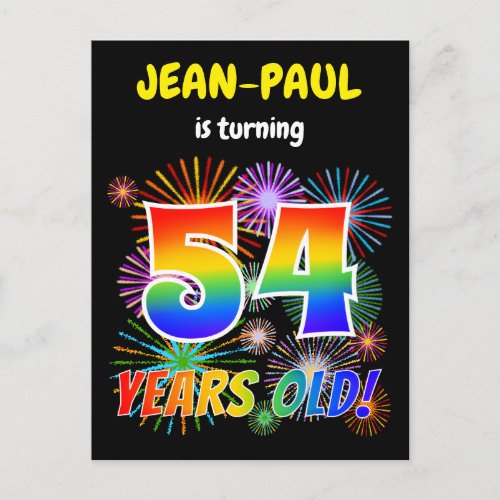 54th Birthday _ Fun Fireworks Rainbow Look 54 Postcard