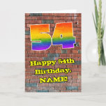[ Thumbnail: 54th Birthday: Fun Graffiti-Inspired Rainbow 54 Card ]