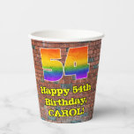 [ Thumbnail: 54th Birthday: Fun Graffiti-Inspired Rainbow 54 Paper Cups ]