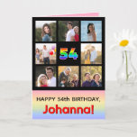 [ Thumbnail: 54th Birthday: Fun Rainbow #, Custom Photos + Name Card ]