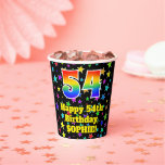 [ Thumbnail: 54th Birthday: Fun Stars Pattern and Rainbow 54 Paper Cups ]