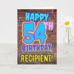 [ Thumbnail: 54th Birthday - Fun, Urban Graffiti Inspired Look Card ]