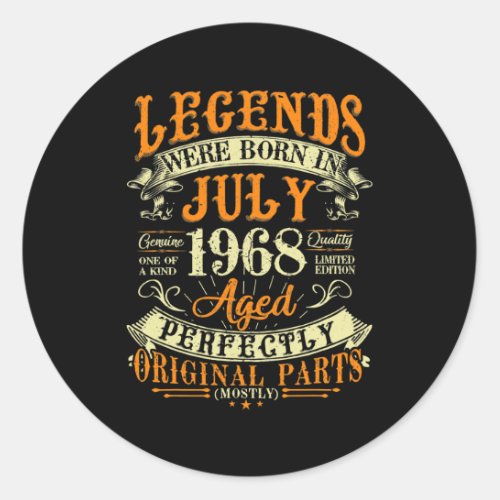 54th Birthday Gift 54 Years Old Legends Born In Classic Round Sticker