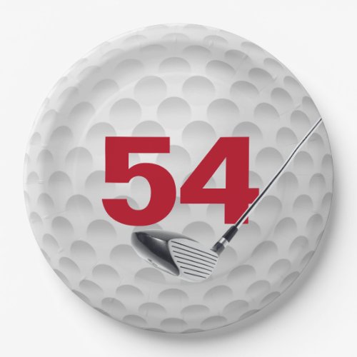 54th Birthday Golf Ball Design  Paper Plates