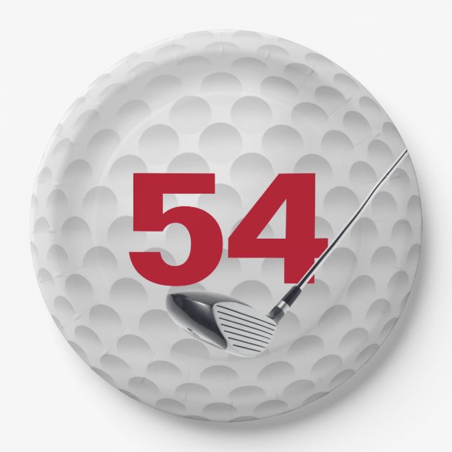 54th Birthday Golf Ball Design  Paper Plates (Front)
