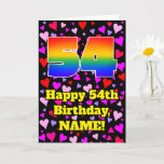 [ Thumbnail: 54th Birthday: Loving Hearts Pattern, Rainbow # 54 Card ]