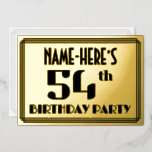 [ Thumbnail: 54th Birthday Party: Art Deco Look “54” and Name Invitation ]
