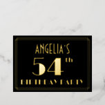 [ Thumbnail: 54th Birthday Party: Art Deco Look “54”, W/ Name Invitation ]