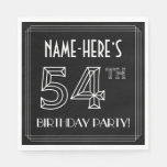 [ Thumbnail: 54th Birthday Party: Art Deco Style + Custom Name Napkins ]