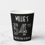 [ Thumbnail: 54th Birthday Party: Art Deco Style + Custom Name Paper Cups ]