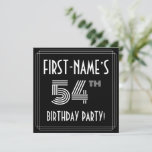 [ Thumbnail: 54th Birthday Party: Art Deco Style W/ Custom Name Invitation ]