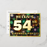 [ Thumbnail: 54th Birthday Party: Bold, Colorful Fireworks Look Postcard ]