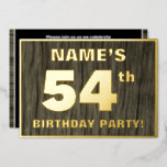 [ Thumbnail: 54th Birthday Party: Bold, Faux Wood Grain Pattern Invitation ]