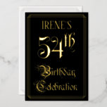[ Thumbnail: 54th Birthday Party — Fancy Script & Custom Name Invitation ]