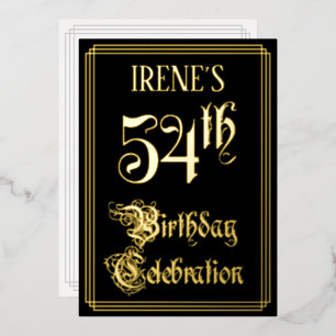 54th Birthday Party — Fancy Script & Custom Name Foil Invitation