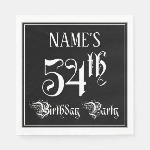 54th Birthday Party — Fancy Script + Custom Name Napkins