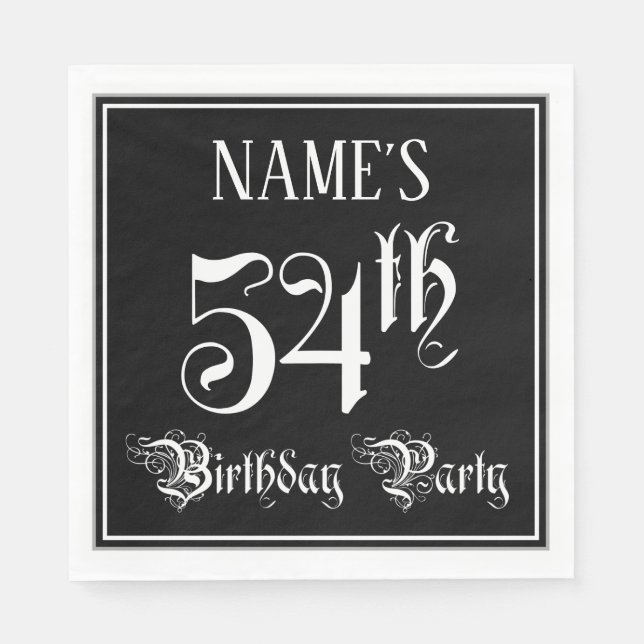 54th Birthday Party — Fancy Script + Custom Name Napkins (Front)
