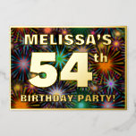 [ Thumbnail: 54th Birthday Party — Fun, Colorful Fireworks Look Invitation ]