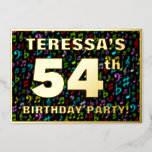 [ Thumbnail: 54th Birthday Party — Fun, Colorful Music Symbols Invitation ]